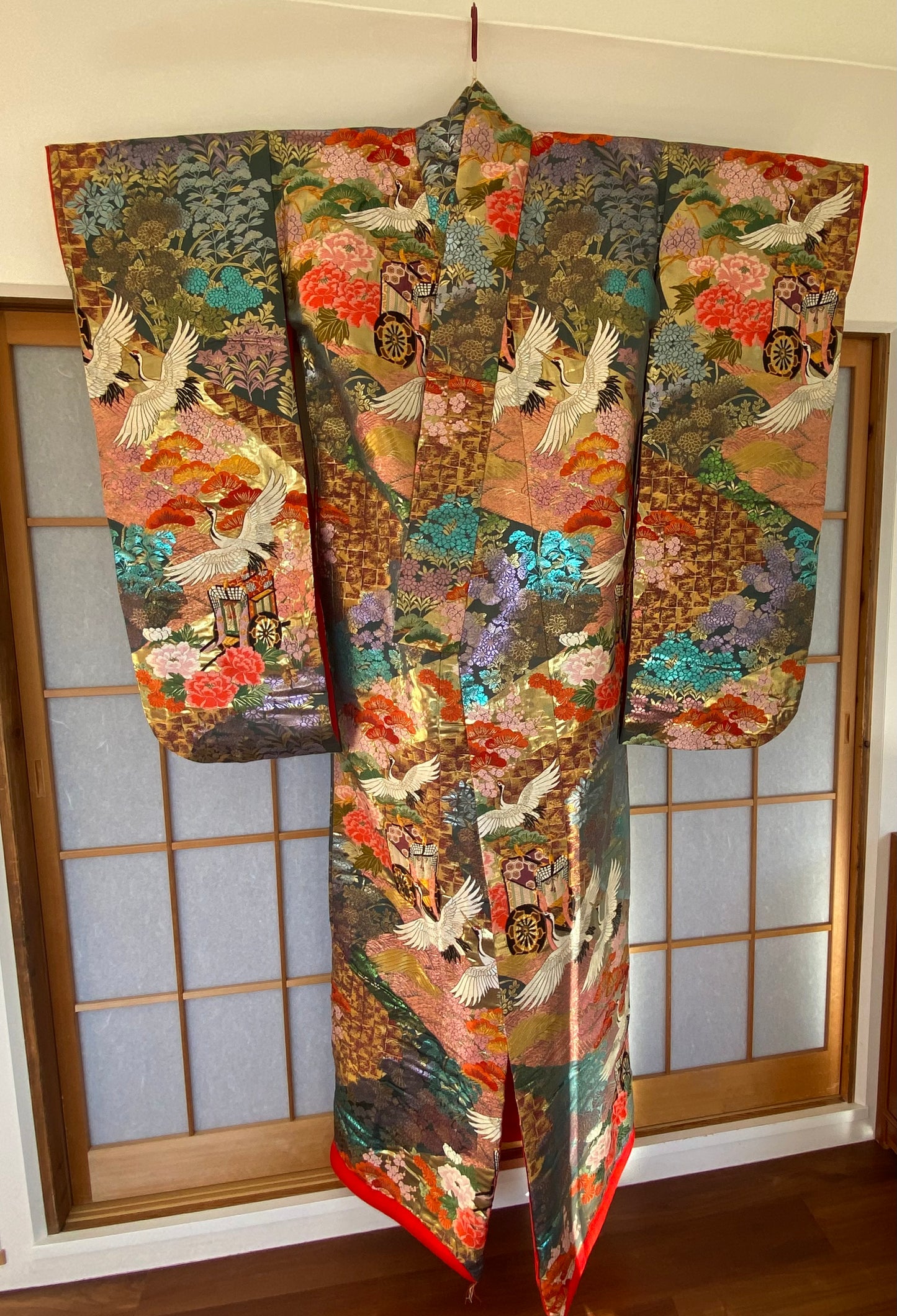 [USED]色打掛（御所車と四季の花）kimono/K20260126