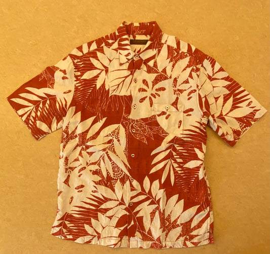 【USDE 】アロハシャツ サイズM レッド/ホワイト ユニセックス aloha/A20260128