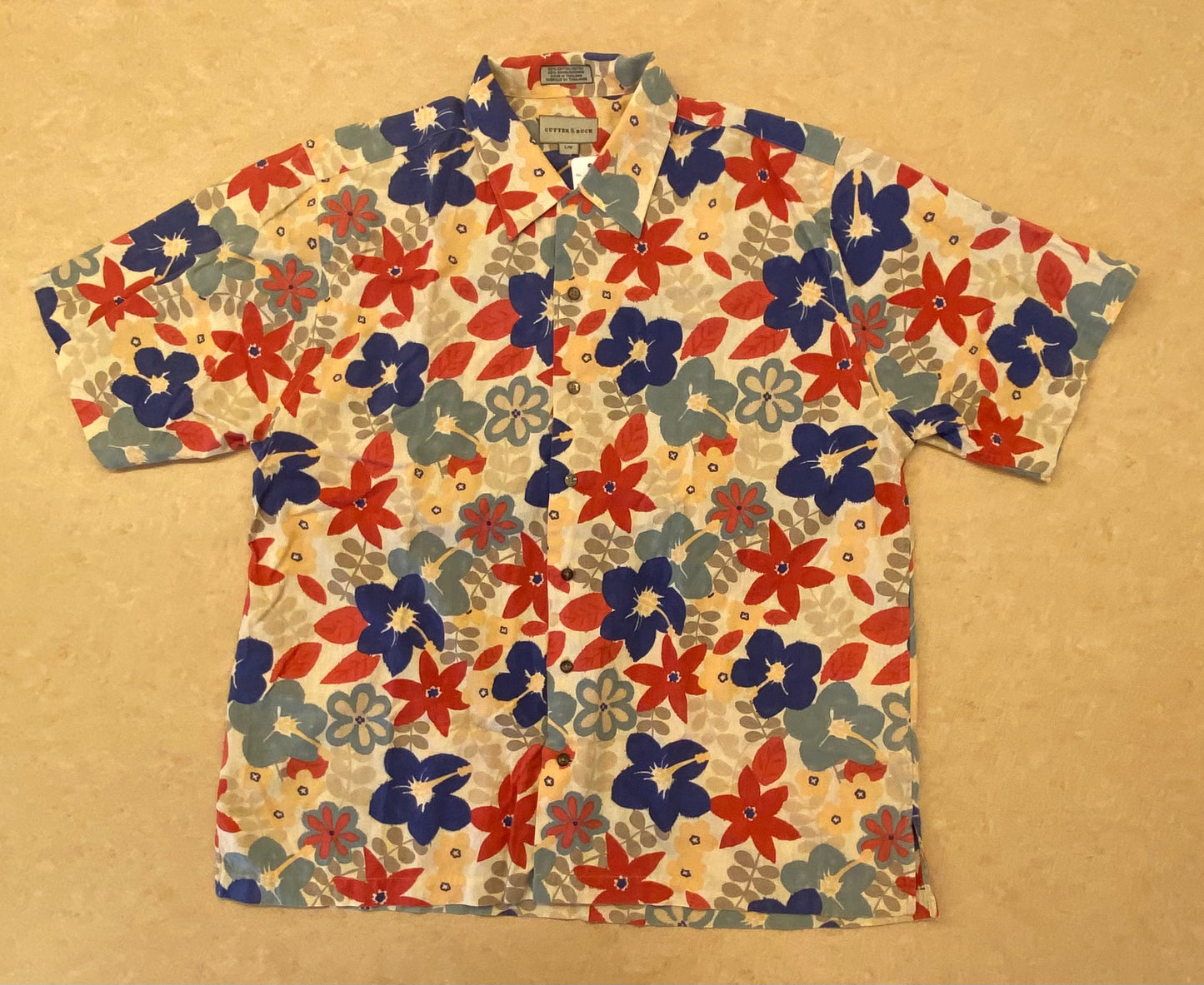 「USED]アロハシャツ サイズL ハイビスカス柄 ユニセックス aloha/A20260128