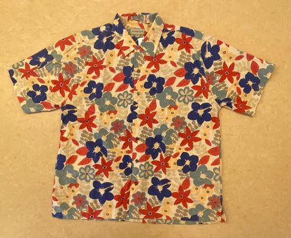 「USED]アロハシャツ サイズL ハイビスカス柄 ユニセックス aloha/A20260128