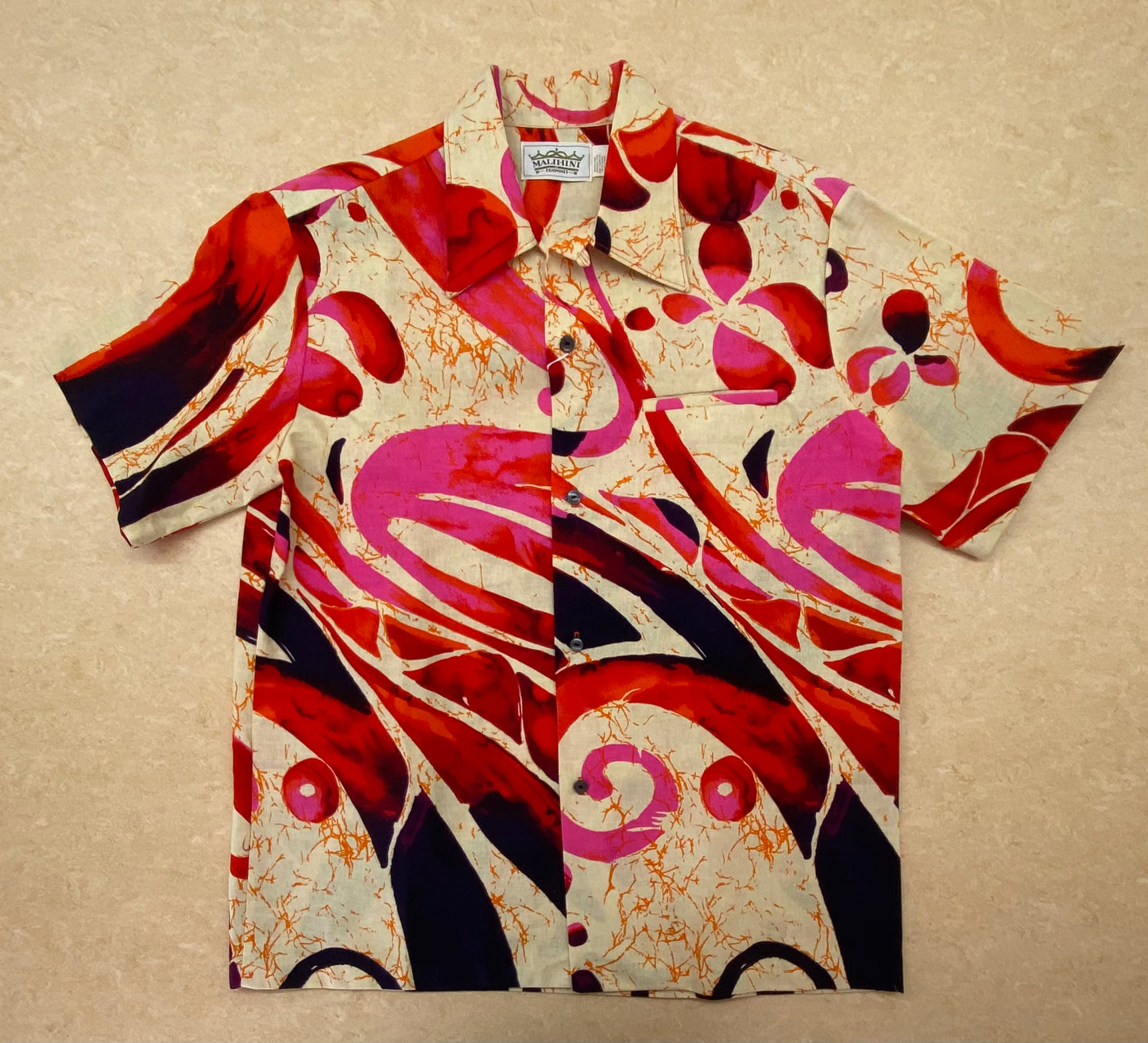 アロハシャツ サイズL レッド/ピンク/オレンジ/ブラック/ベージュ ユニセックス　alaha /A20260201